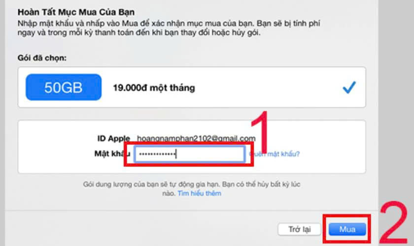 Hướng dẫn mua thêm iCloud trên Macbook bước 5
